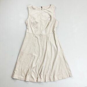 LILA ROSE Soft Faux Suede Fit & Flare Dress SZ 6 Y2K Neutral Beige Back Zip